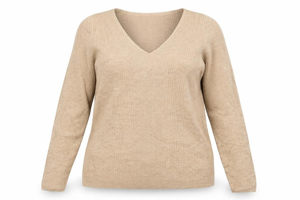 Marks and Spencer Womens Brown V-Neck  Acrylic Pullover Jumper Size 12