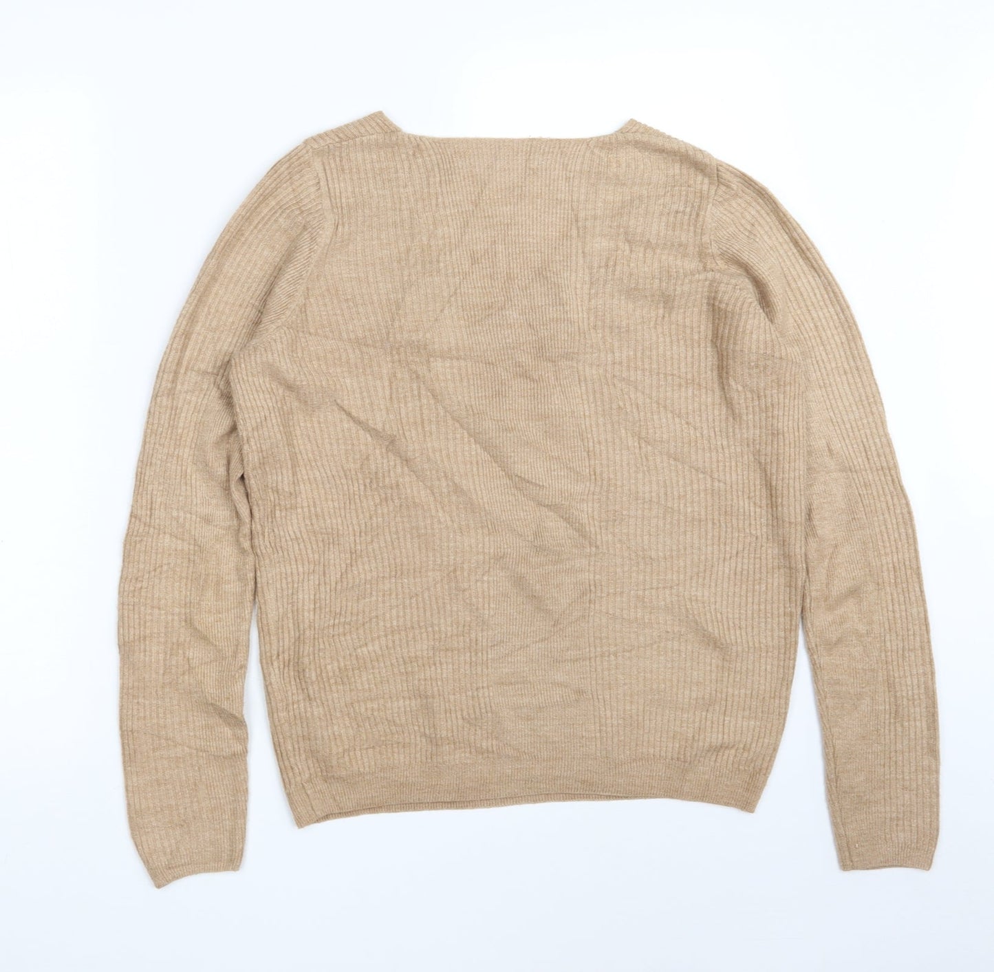 Marks and Spencer Womens Brown V-Neck  Acrylic Pullover Jumper Size 12