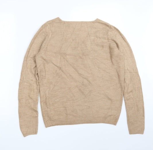 Marks and Spencer Womens Brown V-Neck  Acrylic Pullover Jumper Size 12