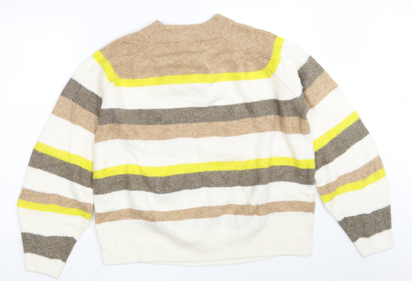 Marks and Spencer Womens Multicoloured Round Neck Striped Acrylic Pullover Jumper Size L