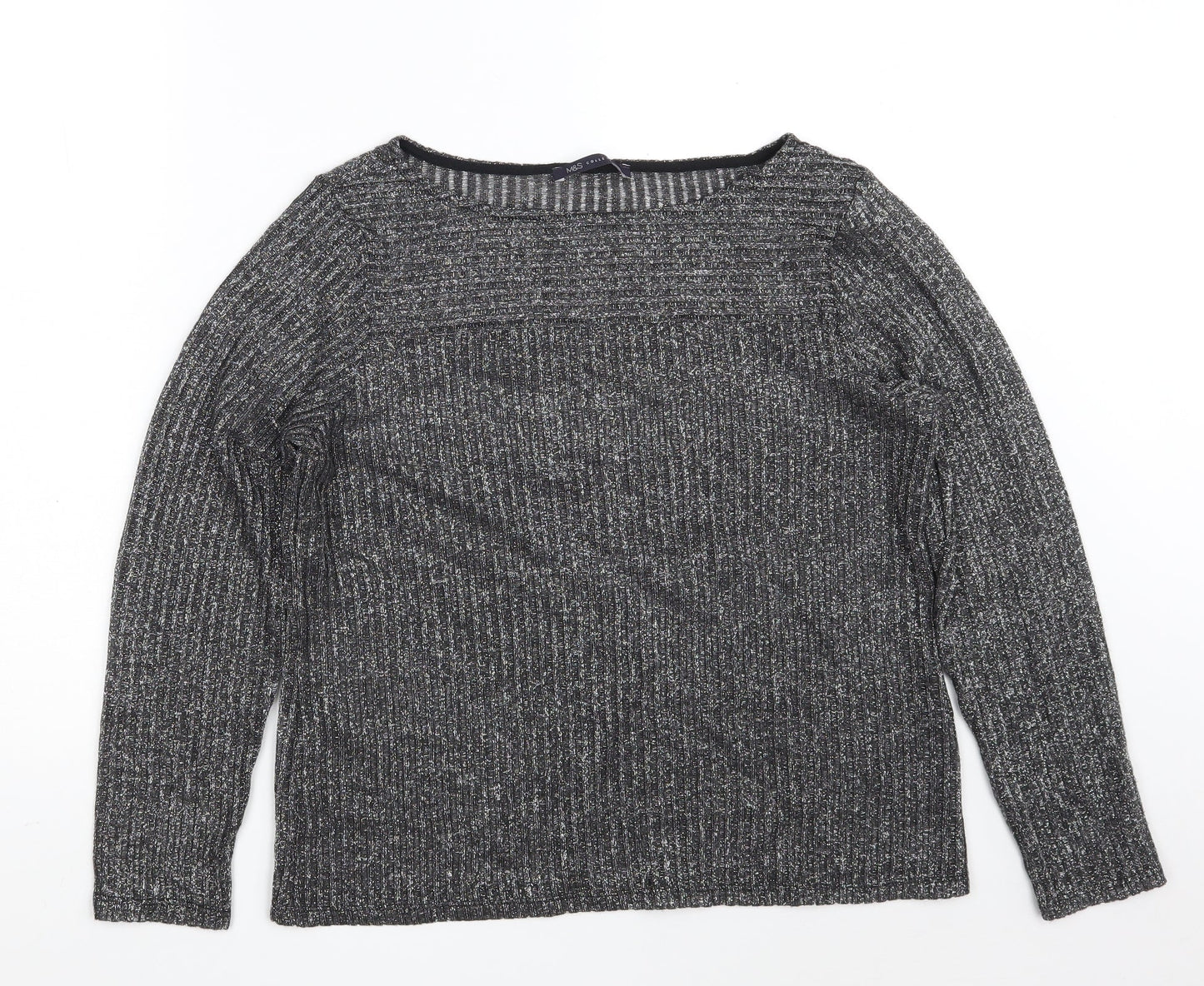 Marks and Spencer Womens Black  Polyester Pullover Sweatshirt Size 14