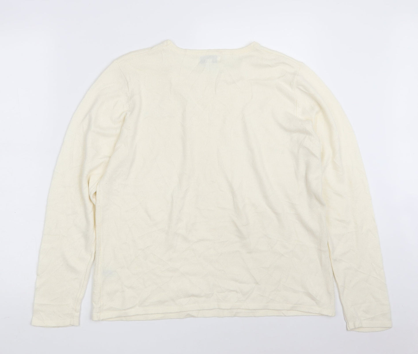 FAY LOUISE Womens Ivory Boat Neck  Acrylic Pullover Jumper Size M