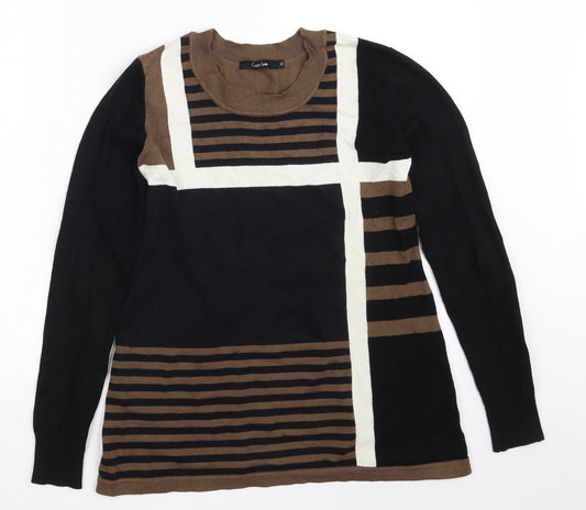 Crazy Line Womens Multicoloured Round Neck Striped Viscose Pullover Jumper Size XS