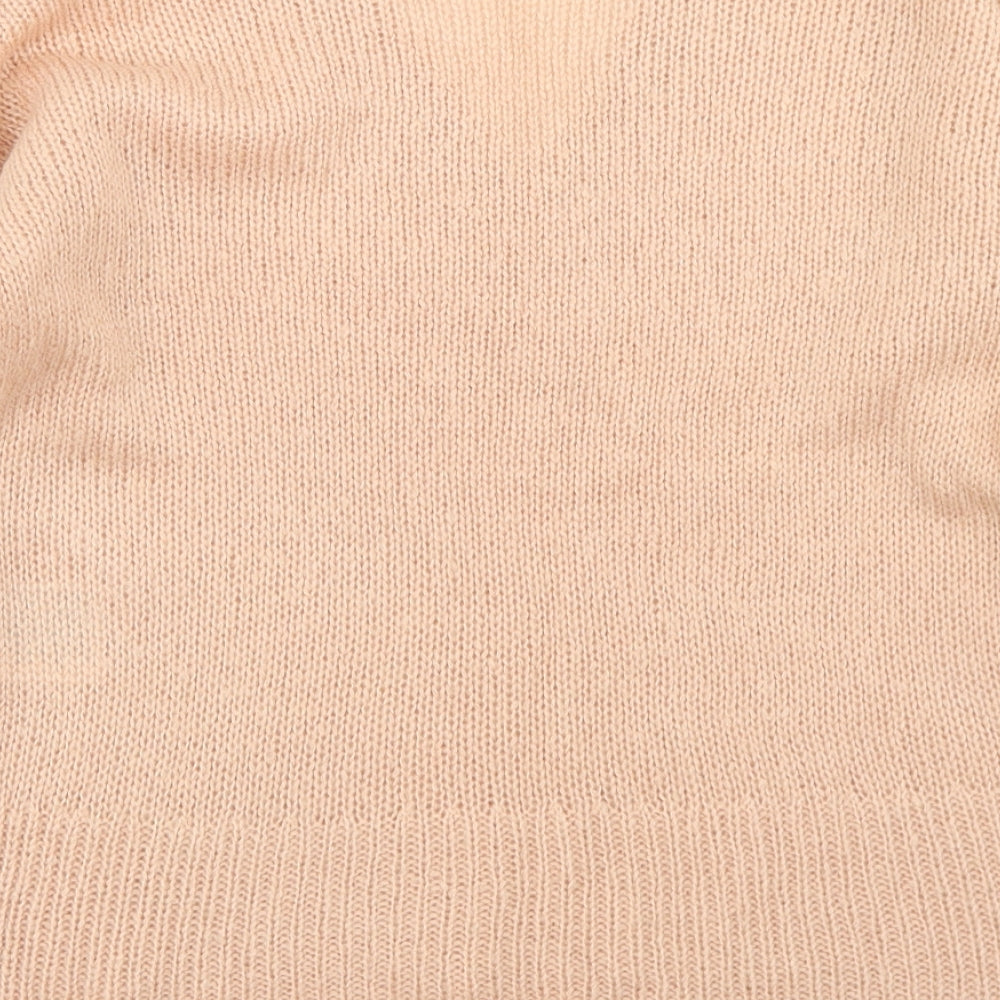 Brave Soul Womens Pink V-Neck  Acrylic Pullover Jumper Size XS