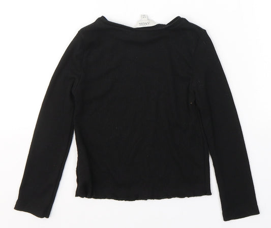 Angel Girls Black  Polyester Jersey Casual Size 3-4 Years Round Neck Pullover