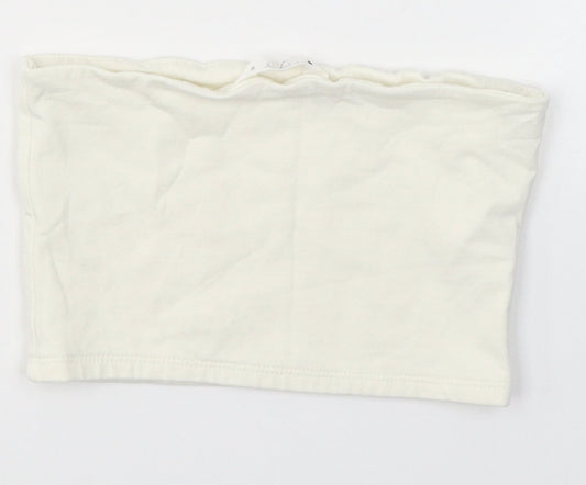 Candy Girls White  Cotton Cropped T-Shirt Size 9 Years Round Neck Pullover