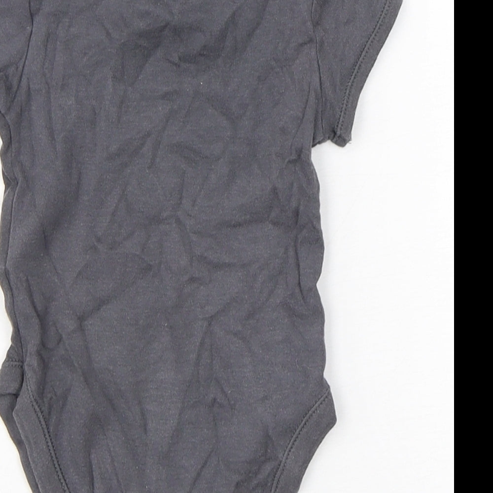 Primark Girls Grey  Cotton Babygrow One-Piece Size 6-9 Months  Snap