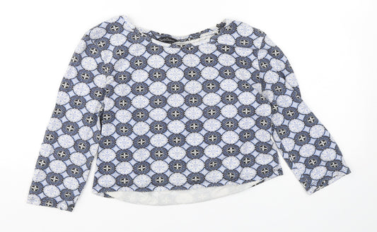 Candy Couture Girls Blue Geometric Cotton Basic T-Shirt Size 16 Years Round Neck Pullover