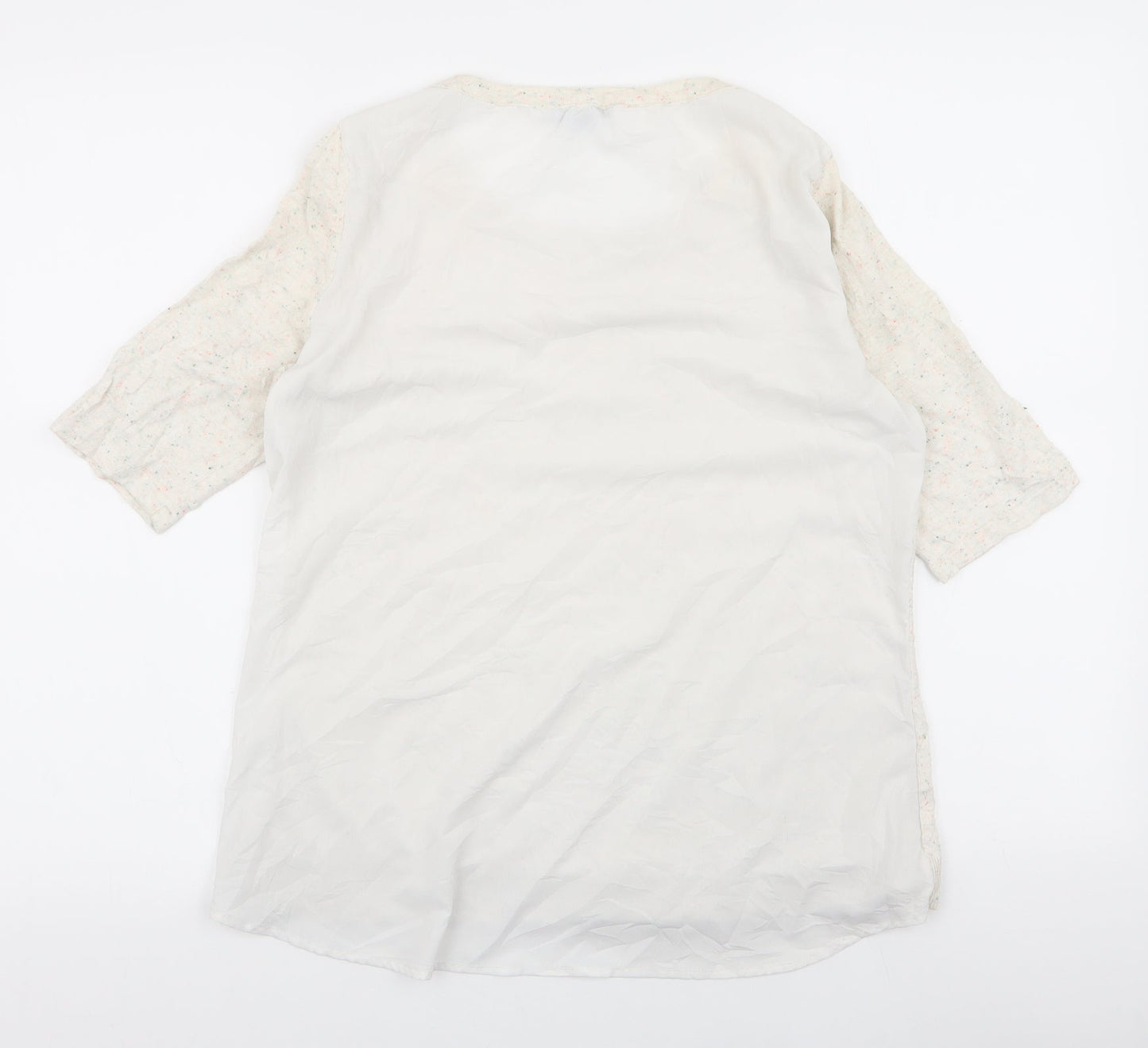 H&M Womens Ivory  Polyester Jersey Blouse Size M Round Neck - chiffon back
