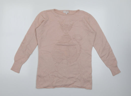 Lucy Sparks Womens Pink Round Neck  Viscose Pullover Jumper Size S