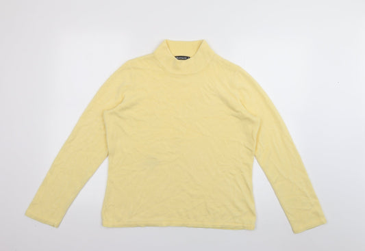 Bonmarché Womens Yellow High Neck  Acrylic Pullover Jumper Size M