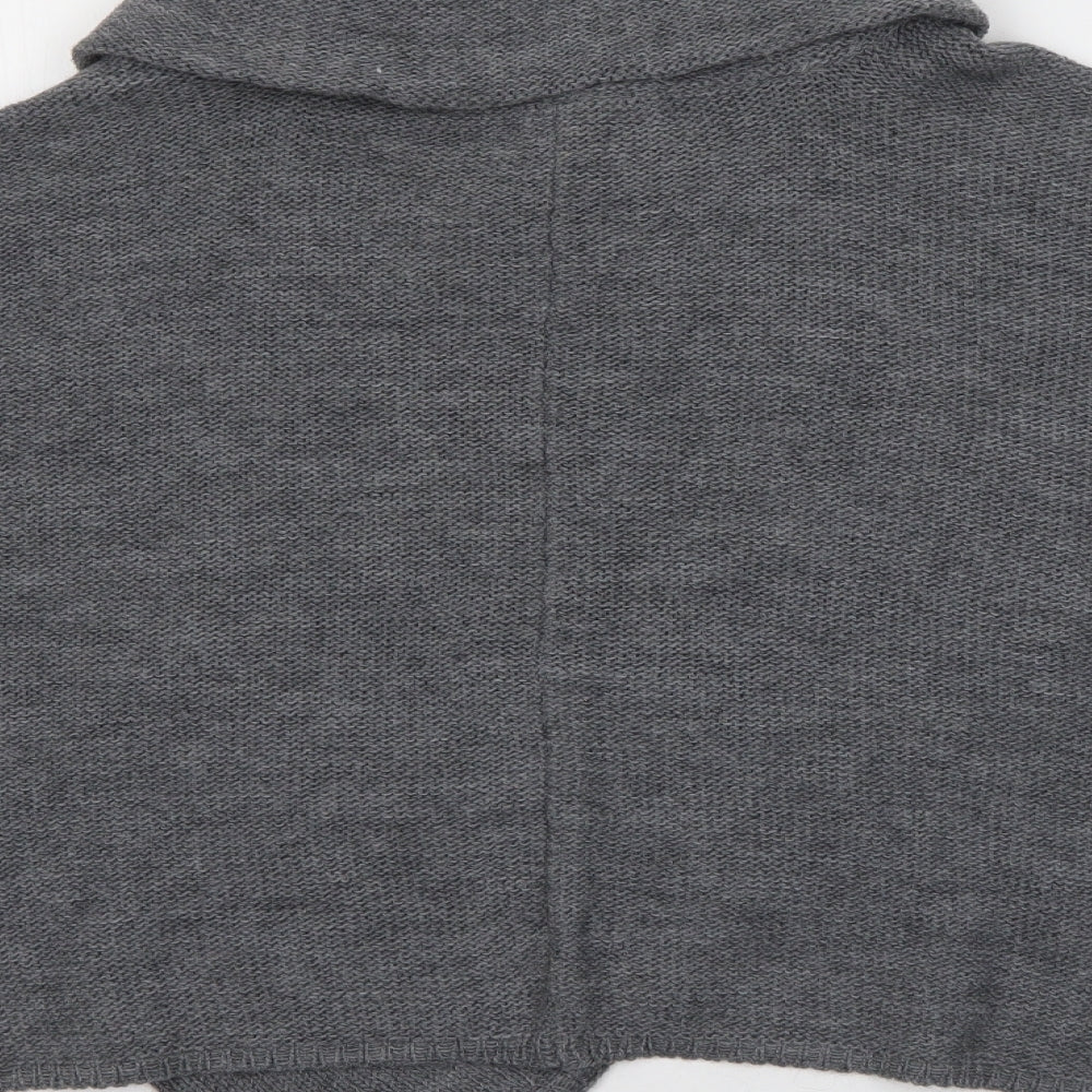 Marks and Spencer Womens Grey Roll Neck  Acrylic Cardigan Jumper One Size