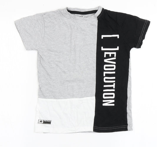 Urban Outlaws Boys Grey  Cotton Basic T-Shirt Size 7-8 Years Round Neck Pullover - Evolution