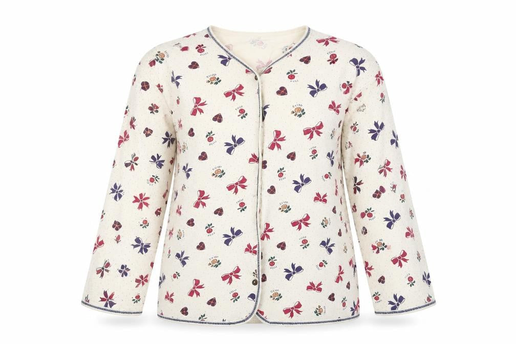 Marks and Spencer Girls Ivory Geometric Cotton Top Pyjama Top Size 13-14 Years  Button - Bows & Hearts