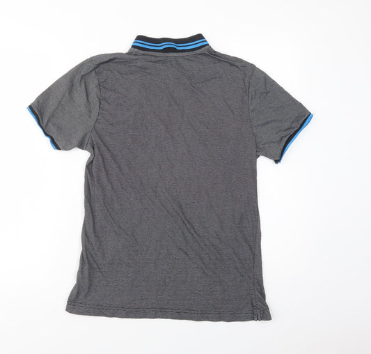 Urban Spirit Mens Grey Striped Cotton  Polo Size S Collared Button