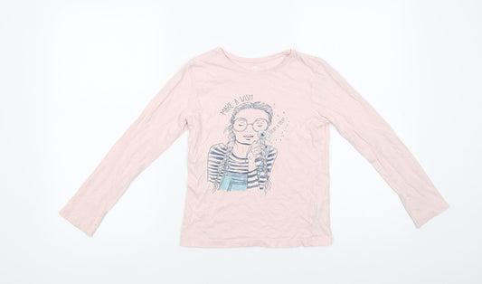 Primark Girls Pink  Cotton Basic T-Shirt Size 9-10 Years Crew Neck Pullover - Make A Wuish