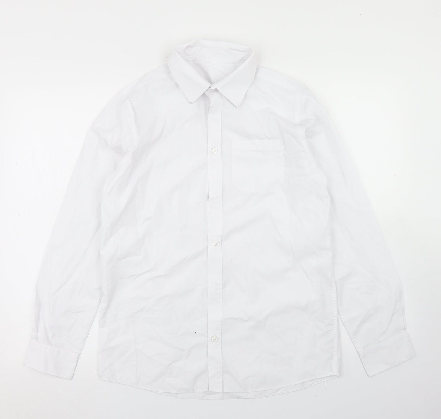 F&F Boys White  Polyester Basic Button-Up Size 14-15 Years Collared Button - School Wear