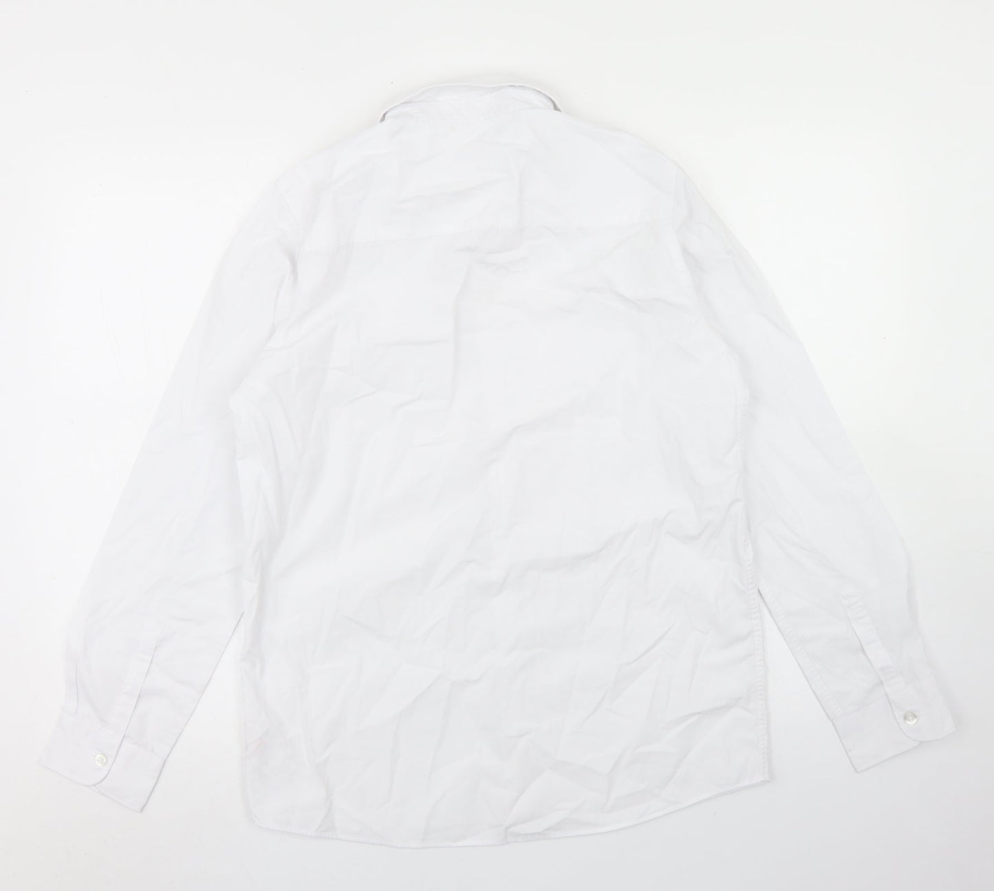 F&F Boys White  Polyester Basic Button-Up Size 14-15 Years Collared Button - School Wear