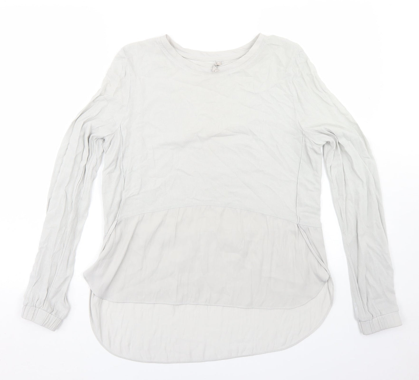 YAYA Womens Grey  Viscose Basic Blouse Size 10 Round Neck - Peplum