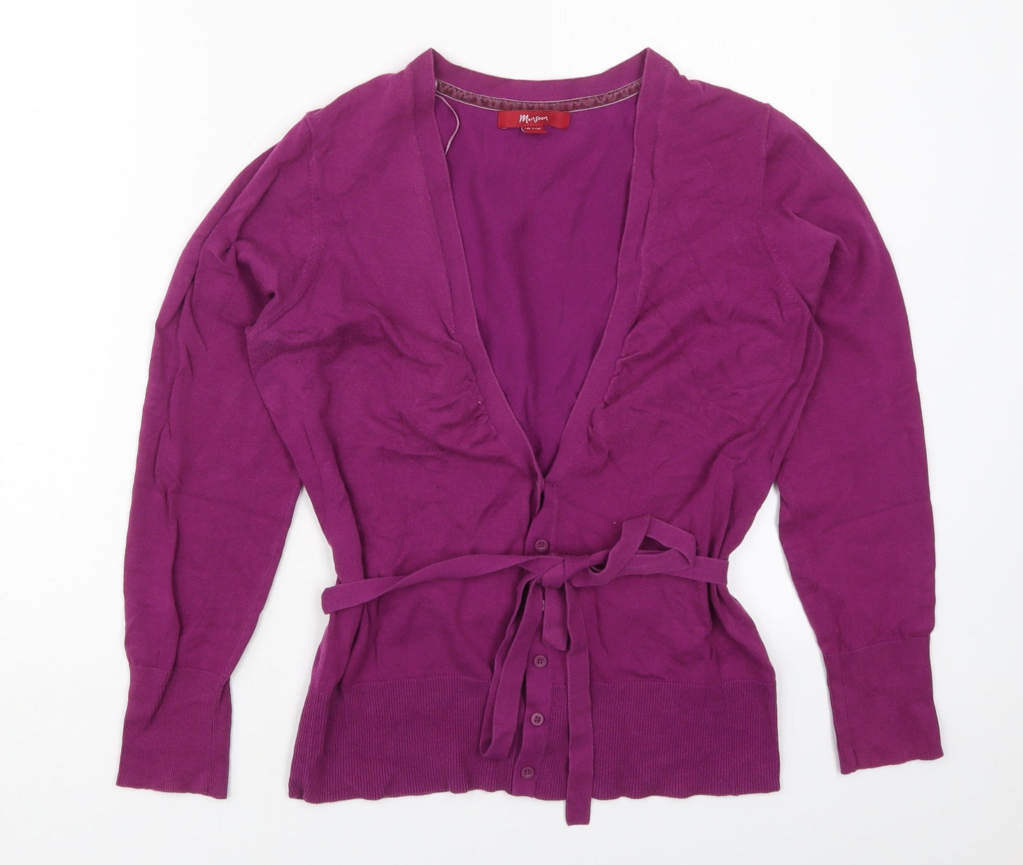 Monsoon Womens Purple V-Neck  Cotton Cardigan Jumper Size 14