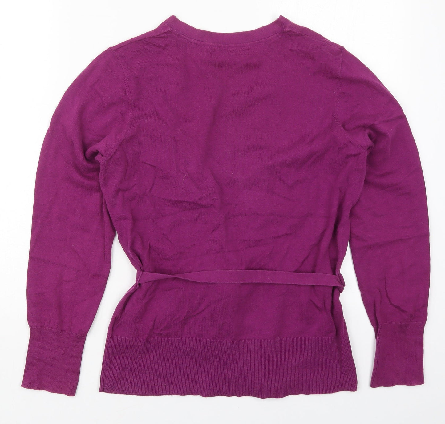 Monsoon Womens Purple V-Neck  Cotton Cardigan Jumper Size 14