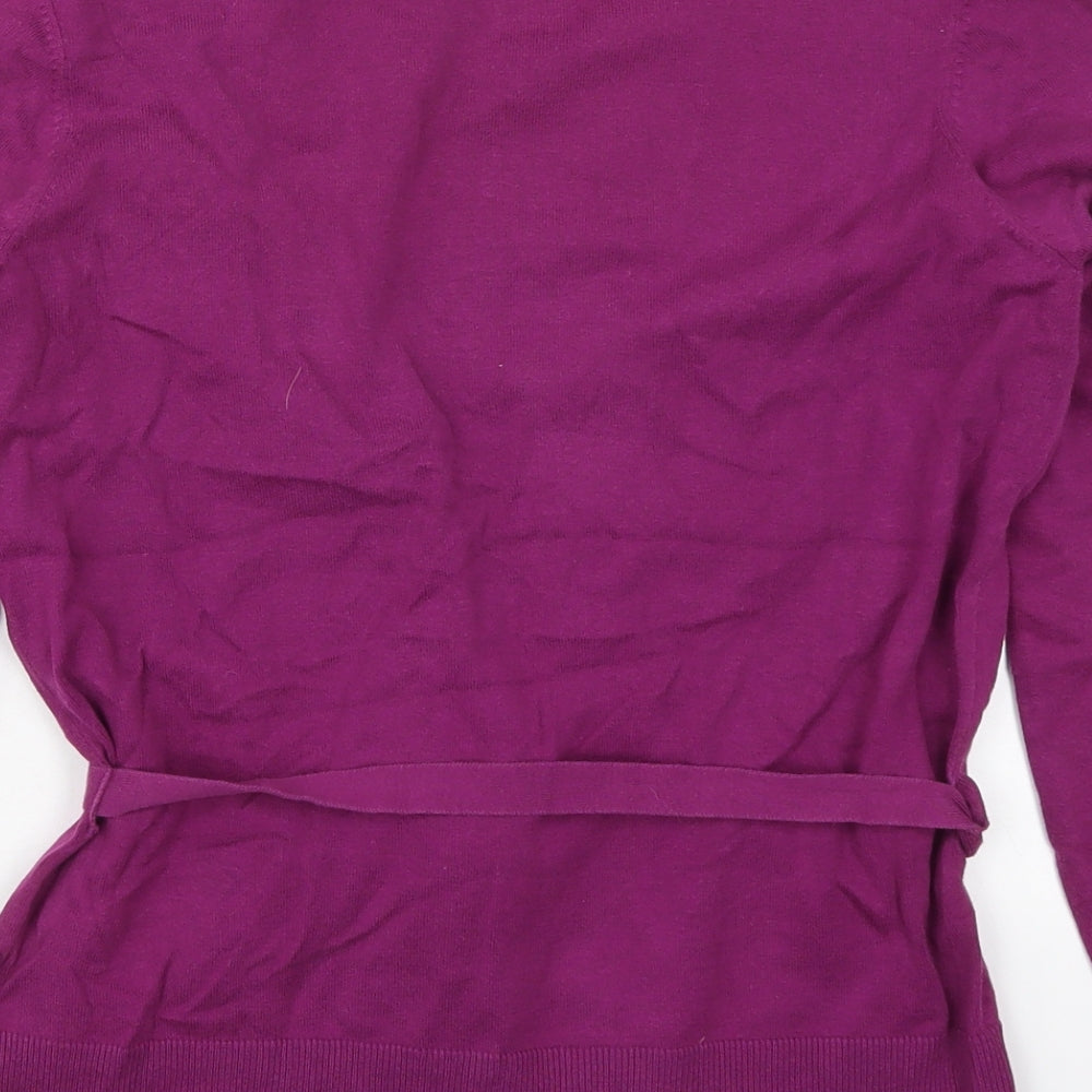 Monsoon Womens Purple V-Neck  Cotton Cardigan Jumper Size 14