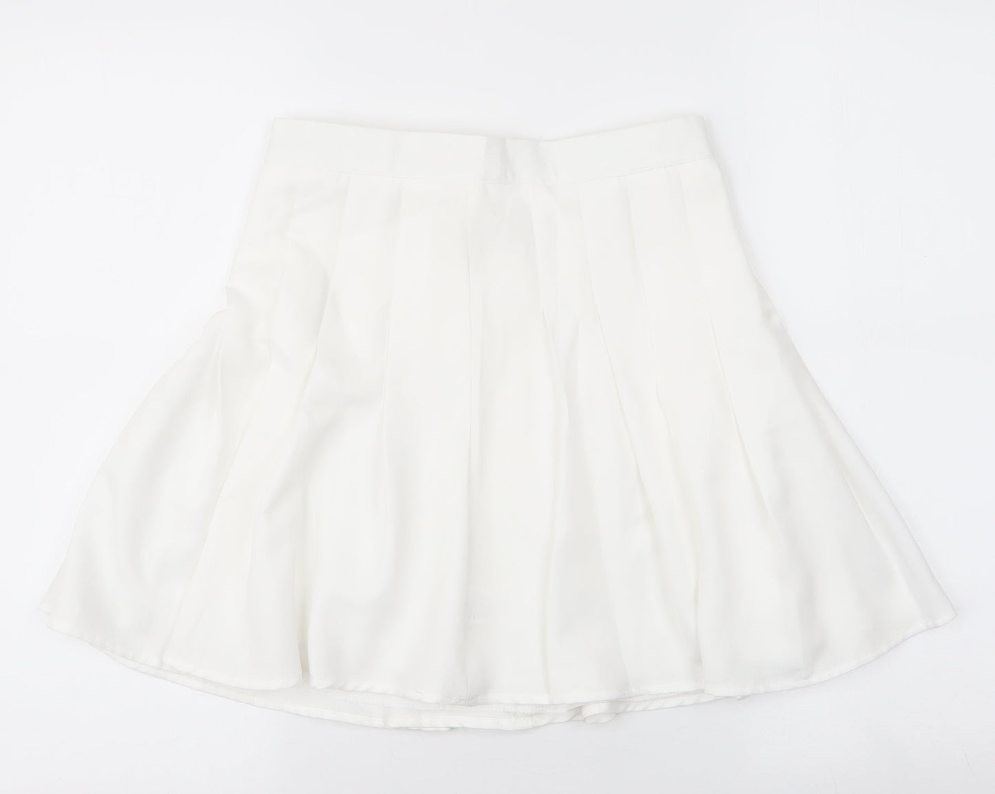 ROMWE Womens White  Polyester Skater Skirt Size S   Zip