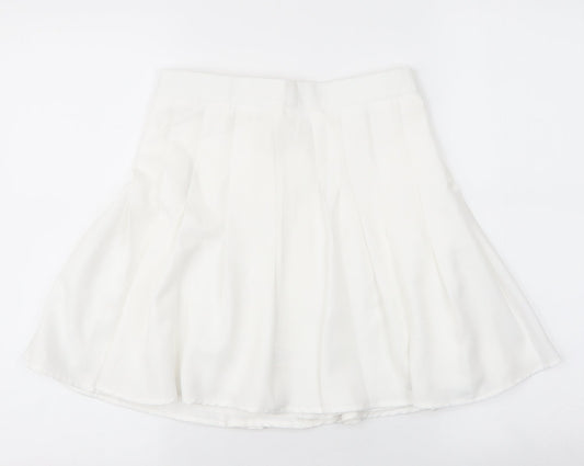 ROMWE Womens White  Polyester Skater Skirt Size S   Zip