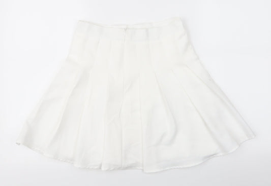 ROMWE Womens White  Polyester Skater Skirt Size S   Zip