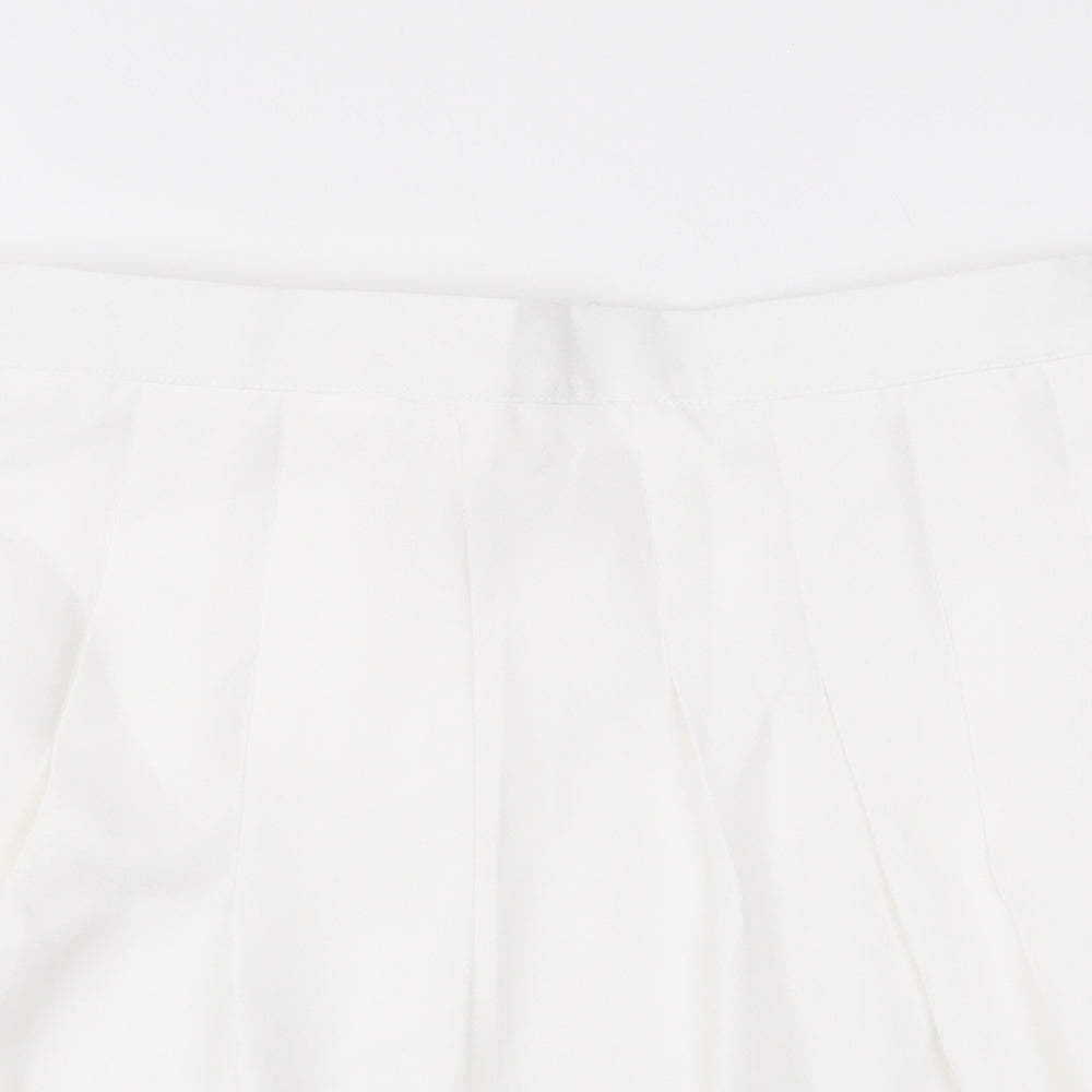 ROMWE Womens White  Polyester Skater Skirt Size S   Zip