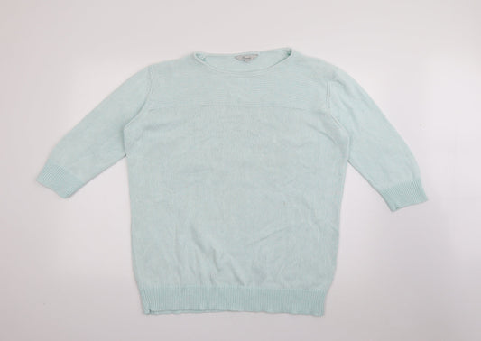 Peacocks Womens Blue Round Neck  Cotton Pullover Jumper Size XL