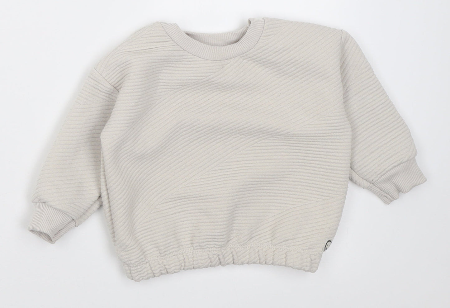 George Boys White Striped Polyester Pullover Jumper Size 12-18 Months  Button