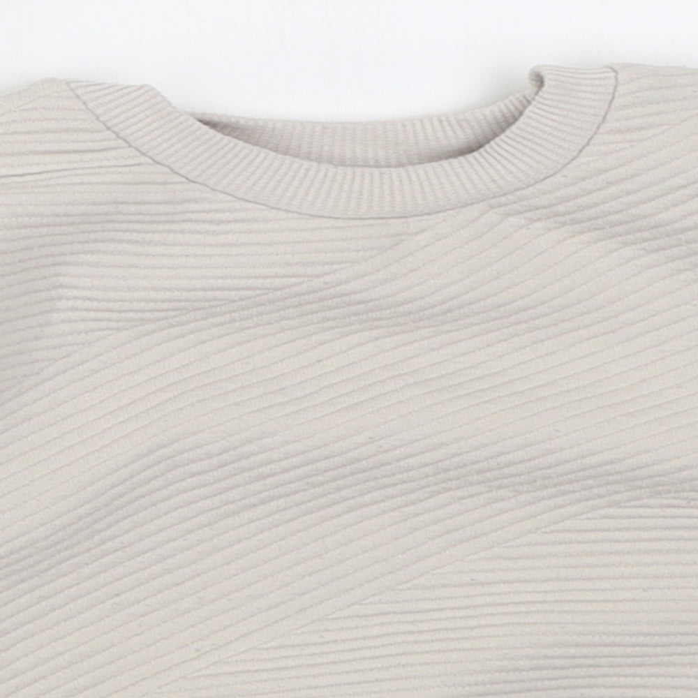 George Boys White Striped Polyester Pullover Jumper Size 12-18 Months  Button