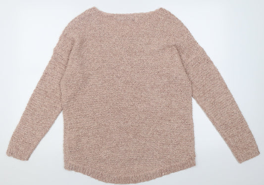 Only Womens Beige Scoop Neck  Acrylic Pullover Jumper Size L