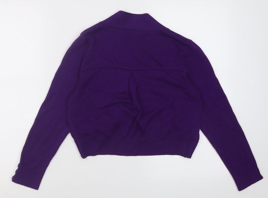 Wallis Womens Purple V-Neck  Cotton Cardigan Jumper Size S