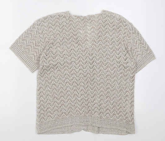 Chic London Paris Womens Beige V-Neck  Acrylic Cardigan Jumper Size XL
