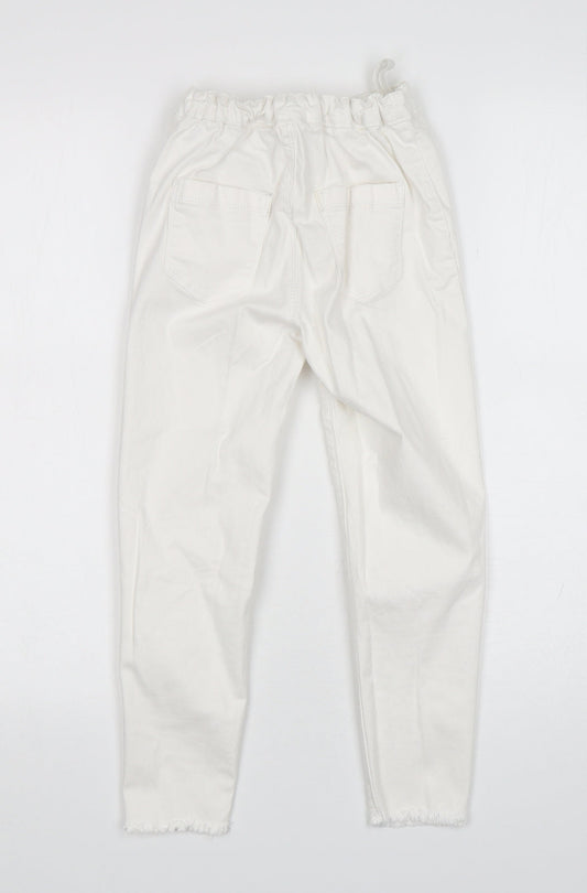 Candy Couture Girls White  Cotton Skinny Jeans Size 9 Years  Regular Button