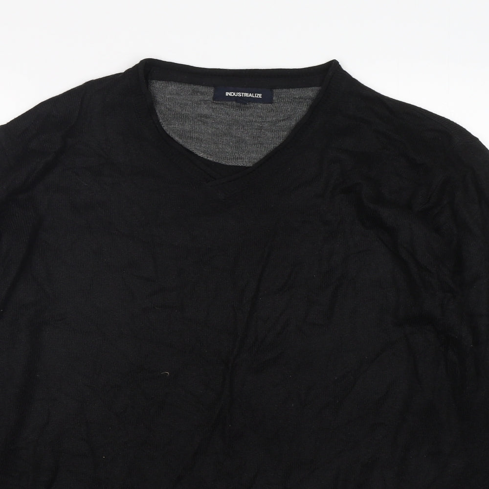 Industrialise Womens Black V-Neck  Polyester Pullover Jumper Size L