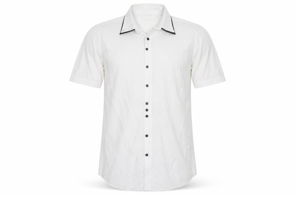 Debenhams Mens White  Polyester  Button-Up Size L Collared Button