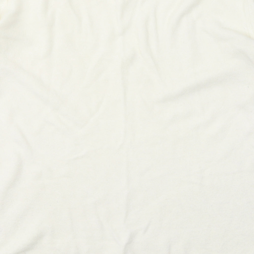 VIDA VI Womens White Round Neck  Acrylic Pullover Jumper Size M