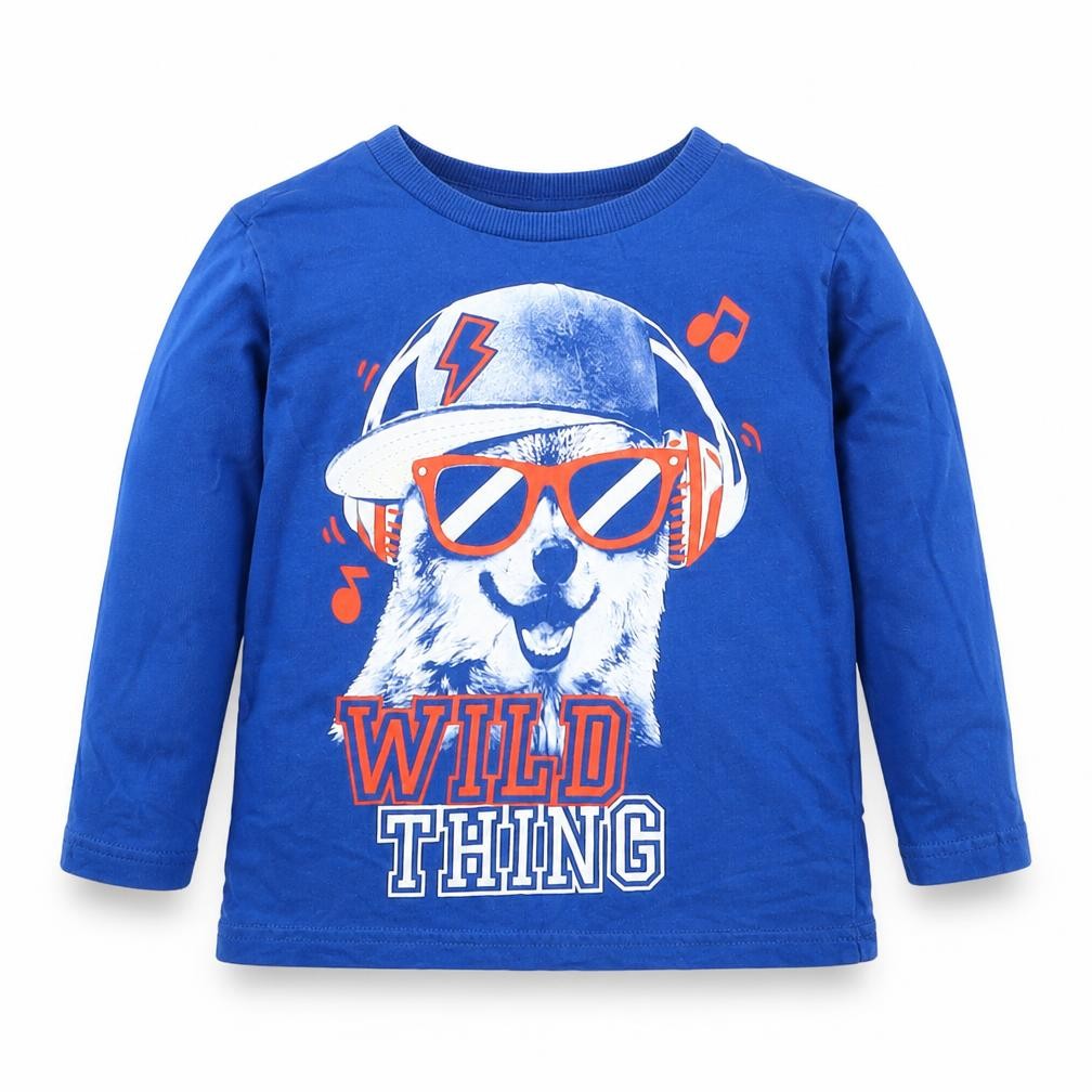 F&F Boys Blue  Cotton Basic T-Shirt Size 12-18 Months Crew Neck Pullover - Wild Thing