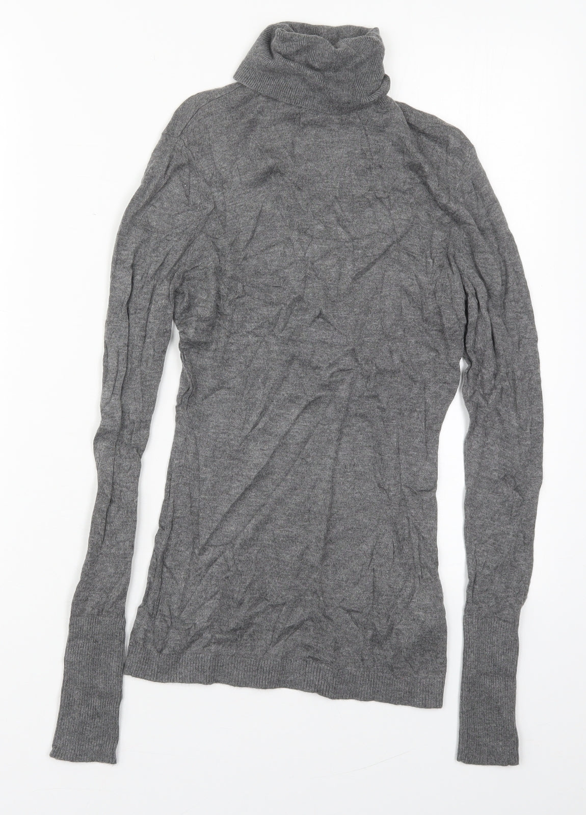H&M Womens Grey Roll Neck  Viscose Pullover Jumper Size XS