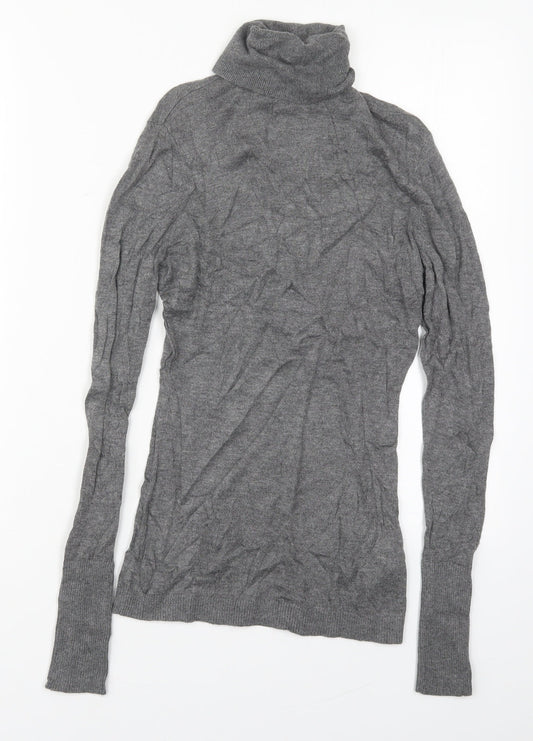 H&M Womens Grey Roll Neck  Viscose Pullover Jumper Size XS