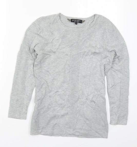 Principles Womens Grey Round Neck  Viscose Pullover Jumper Size 8
