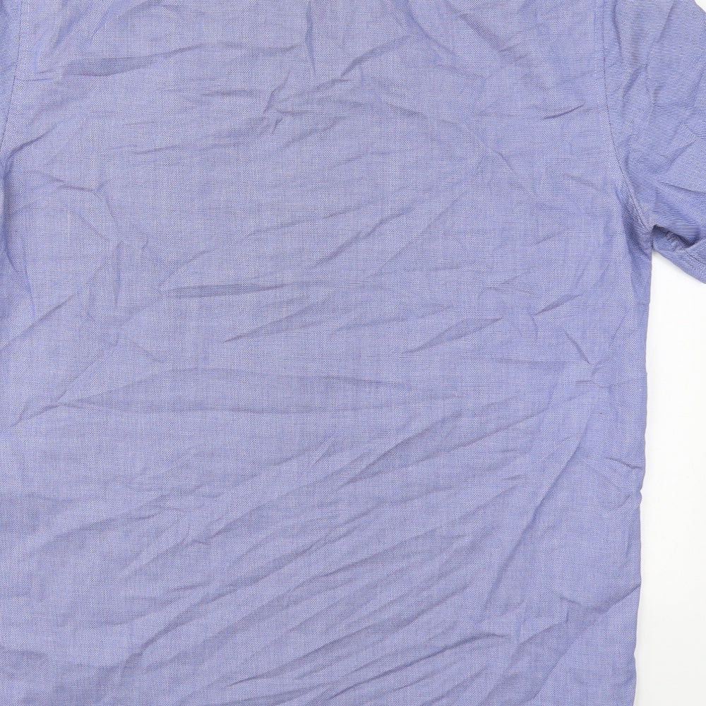 Taylor & Wright Mens Blue  Cotton  Button-Up Size 15.5 Collared Button