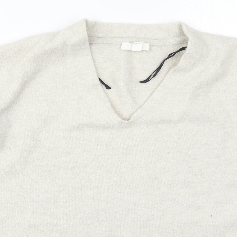 H&M Womens Grey V-Neck  Polyester Pullover Jumper Size L
