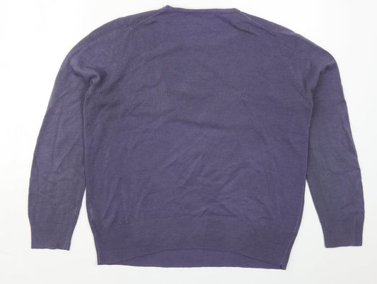 Marks and Spencer Womens Purple Round Neck  Acrylic Pullover Jumper Size 14