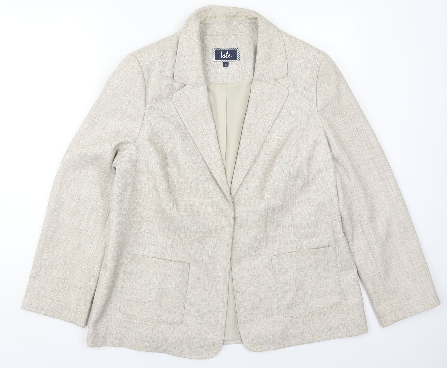 Isle Womens Beige   Jacket  Size 16  Hook & Eye