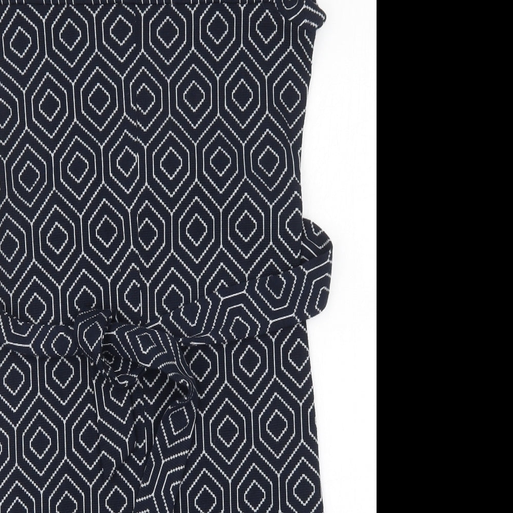 NEXT Womens Blue Geometric Polyester Pencil Dress  Size 8  Square Neck Pullover