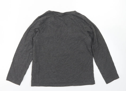 Matalan Girls Grey  Cotton Basic T-Shirt Size 7 Years Crew Neck